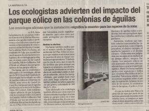 2001.12.17.Levante.(Los ecologistas advierten del impacto del parque eólico en las colonias de águilas)